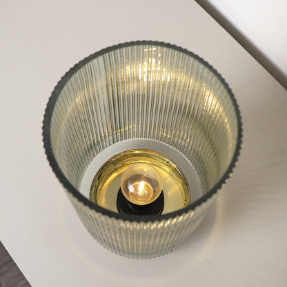 Large Clear Ribbed Glass Ambient Table Lamp