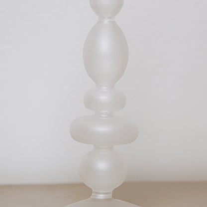 White Frosted Glass Candle Holder - 27cm