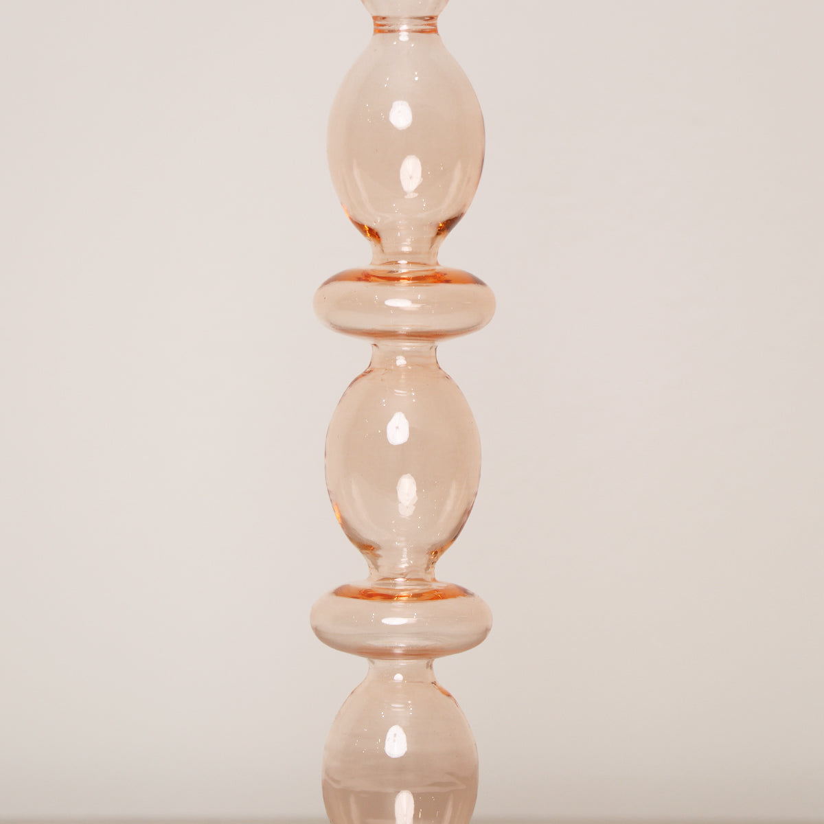 Tall Pale Pink Glass Candle Holder - 27cm