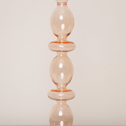 Tall Pale Pink Glass Candle Holder - 27cm