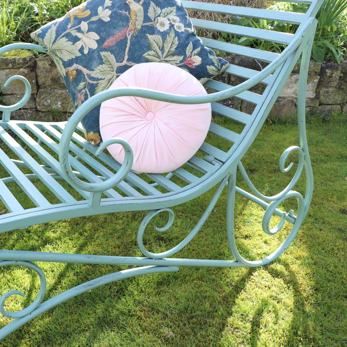 Large Sage Green Metal Sun Lounger