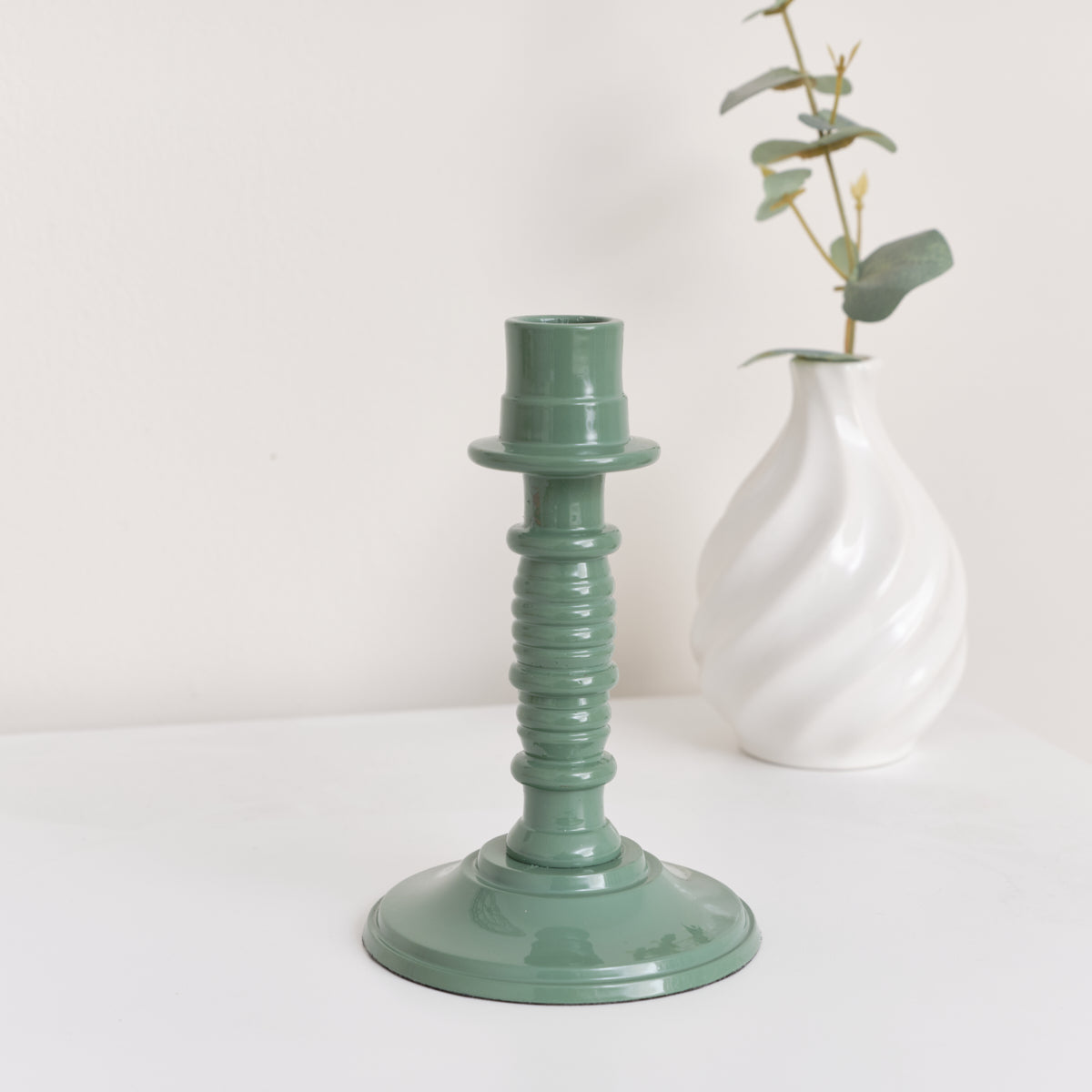 Teal Candlestick Holder - 16cm