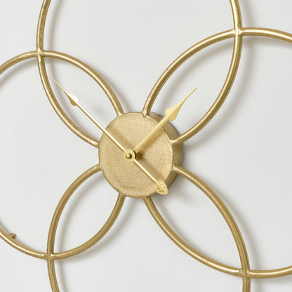 Gold Round Clover Wall Clock - 51cm x 51cm