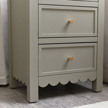 3 Drawer Scalloped Bedside Table - Staunton Taupe Range