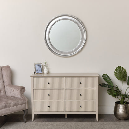 Large Round Silver Vintage Wall Mirror 80cm x 80cm