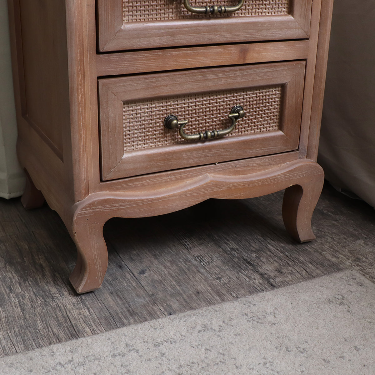 Wooden 3 Drawer Bedside Table - Hessian Range