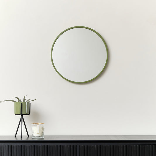  Round Olive Green Wall Mirror 40cm x 40cm 