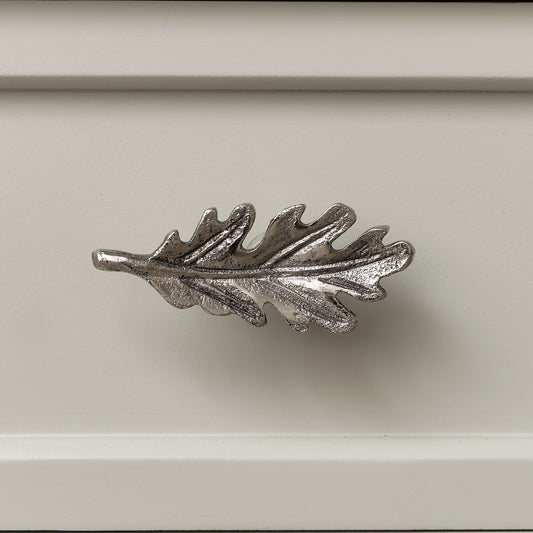  Antique Silver Oak Leaf Drawer Knob 