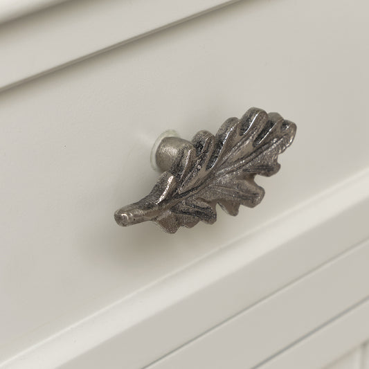  Antique Silver Oak Leaf Drawer Knob 