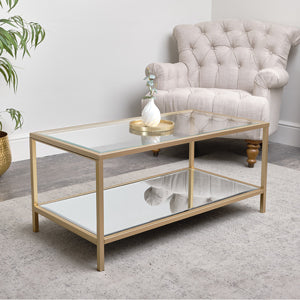  Gold Glass & Mirrored Coffee Table 