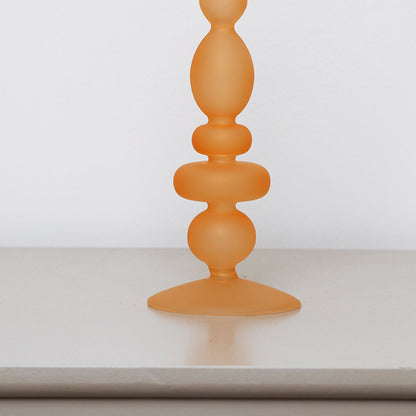 Rust Orange Frosted Glass Candle Holder - 20.5cm