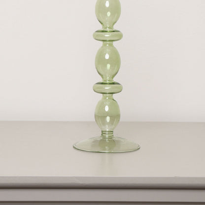 Tall Dark Green Glass Candle Holder - 27cm