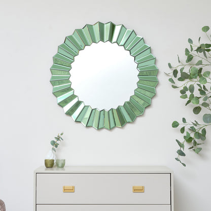 Large Bevelled Green Glass Wall Mirror 80cm x 80cm