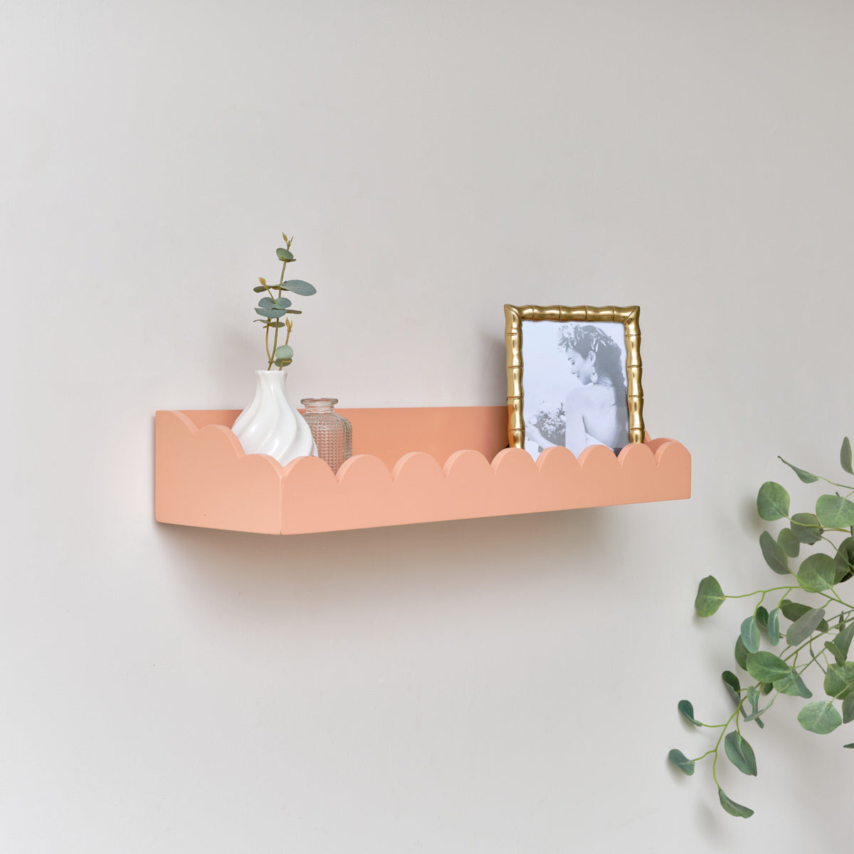 Peach Scalloped Wall Storage Shelf - 61cm