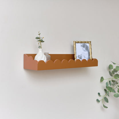 Rust Brown Scalloped Wall Storage Shelf - 61cm