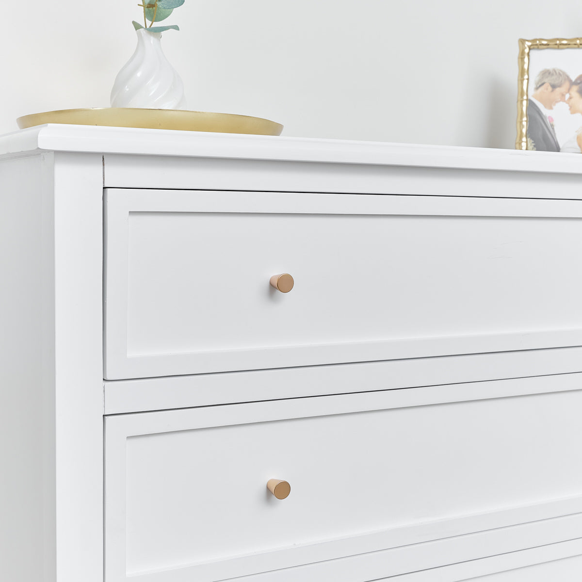 Large Scalloped 3 Drawer Chest of Drawers - Staunton White Range