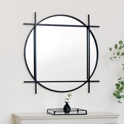 Large Round Black Wall Mirror 97cm x 97cm