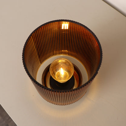 Rust Orange Ribbed Glass Ambient Table Lamp