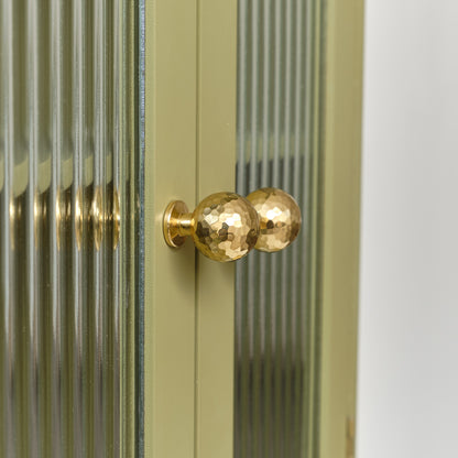 Olive Green Reeded Glass Wall Cabinet