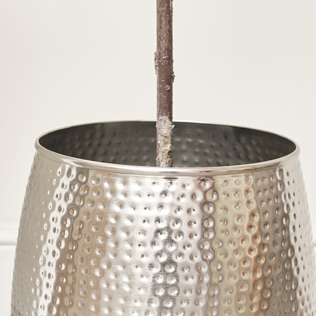 Medium Silver Hammered Metal Planter