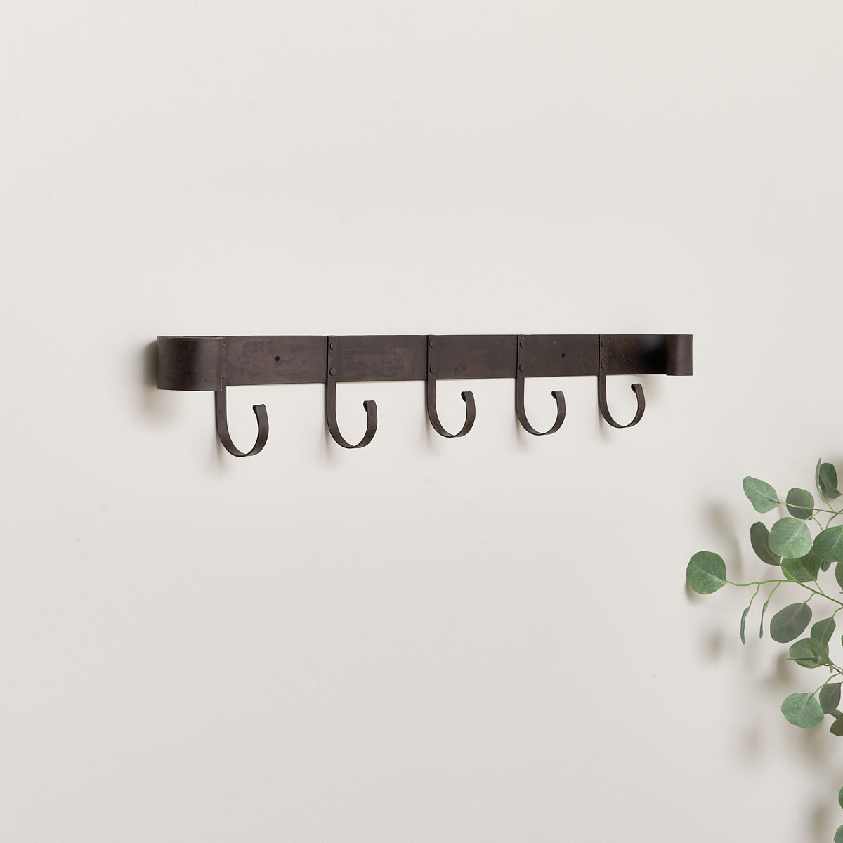 Large Rustic Iron Wall Hook Storage Rack