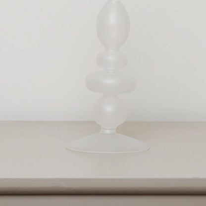 White Frosted Glass Candle Holder - 27cm