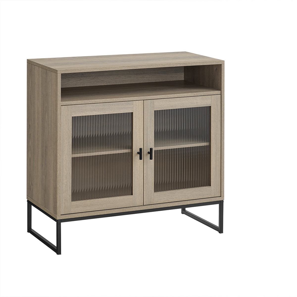 Large Two Door Reeded Glass Sideboard - Hesley Nordic Wood Range