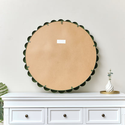 Large Round Olive Green Bobble Bobbin Wall Mirror 80cm x 80cm