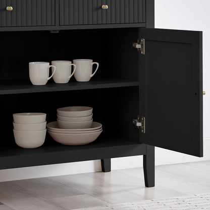 Black Two Door Two Drawer Sideboard - Hales Black Range