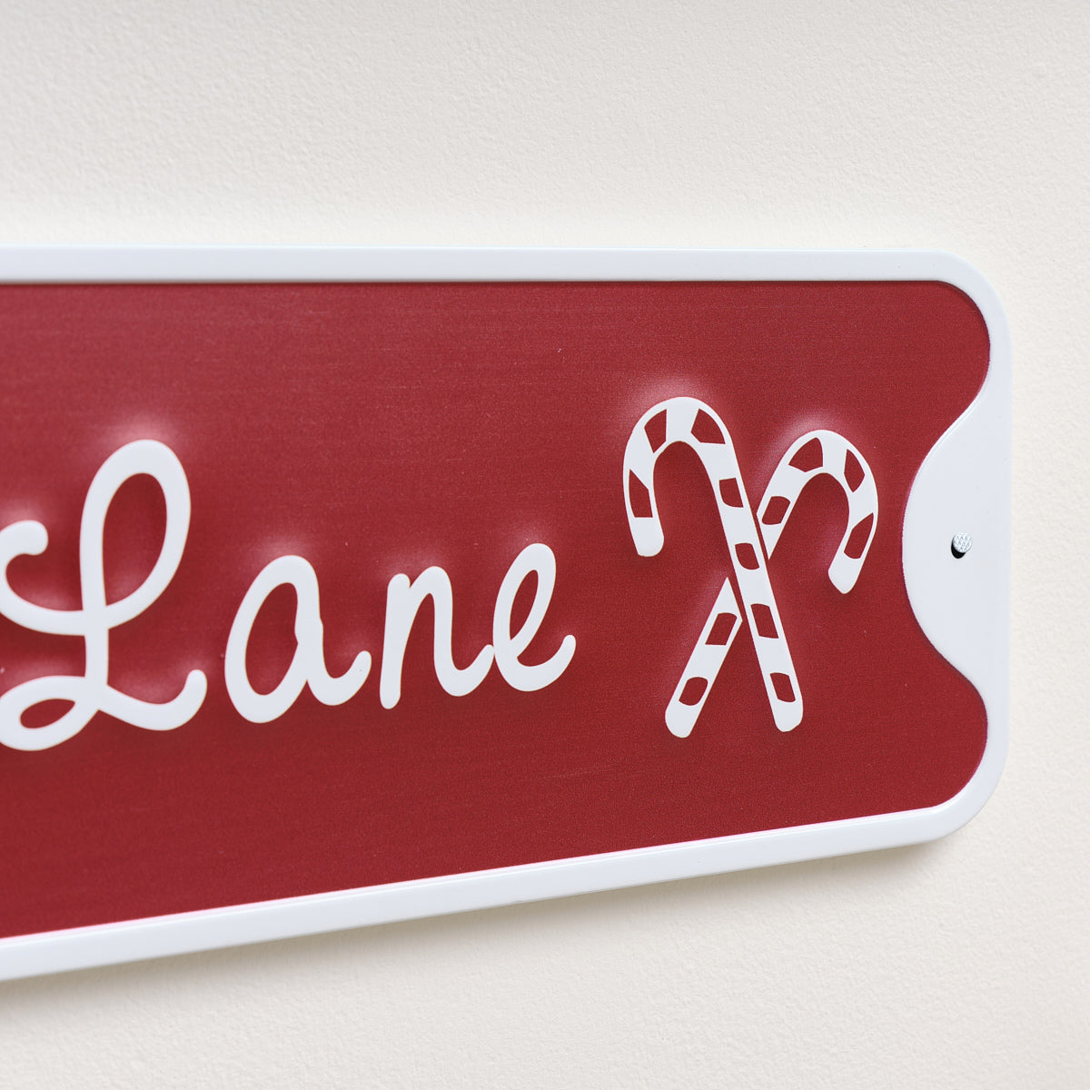 Red and White Candy Cane Lane Decorative Sign