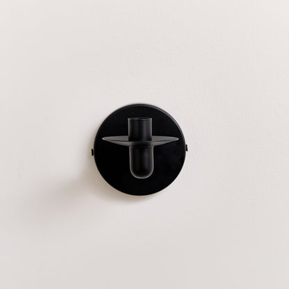 Round Black Metal Candle Wall Sconce