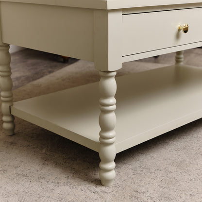 Large Pale Taupe Bobbin Bobble 2 Drawer Coffee Table