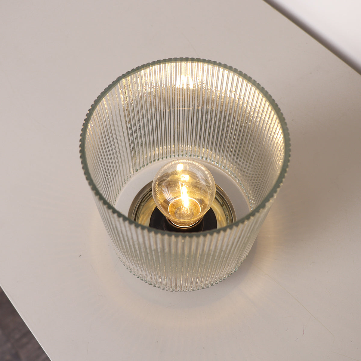 Clear Ribbed Glass Ambient Table Lamp