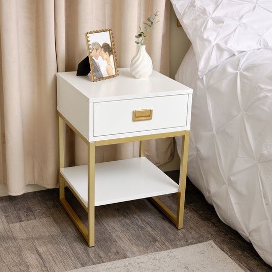  One Drawer Bedside Table - Elle White Range 