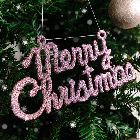  Pink Glitter Merry Christmas Sign 