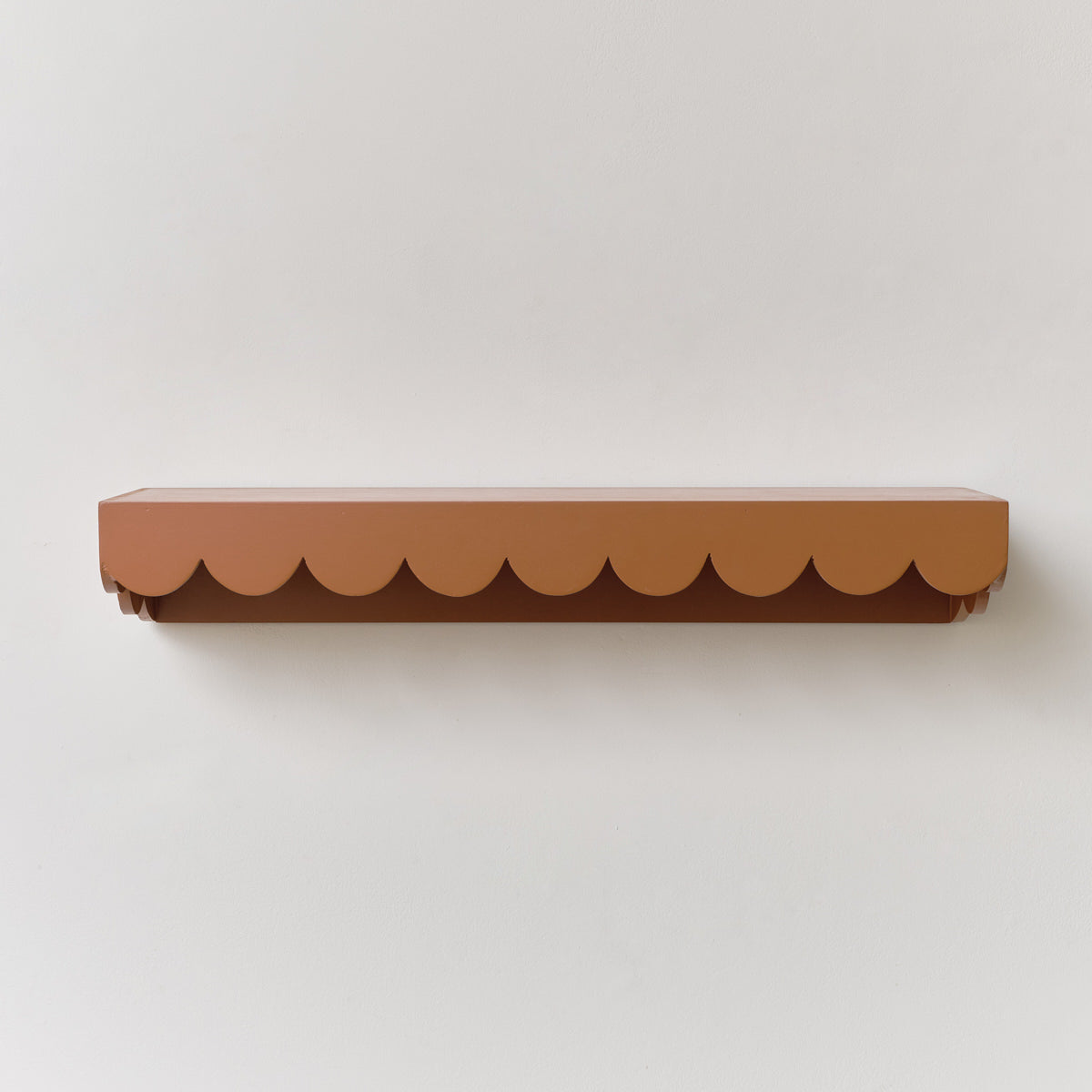 Rust Brown Scalloped Wall Storage Shelf - 61cm