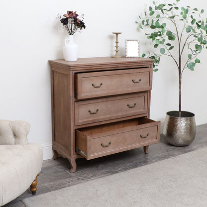 Large Wooden Wardrobe, Wooden 3 Drawer Chest Of Drawers & Pair of Wooden 3 Drawer Bedside Table - Hessian Range