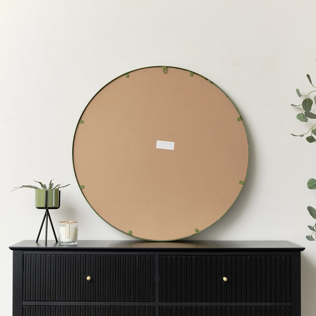 Large Round Olive Green Wall Mirror 80cm x 80cm