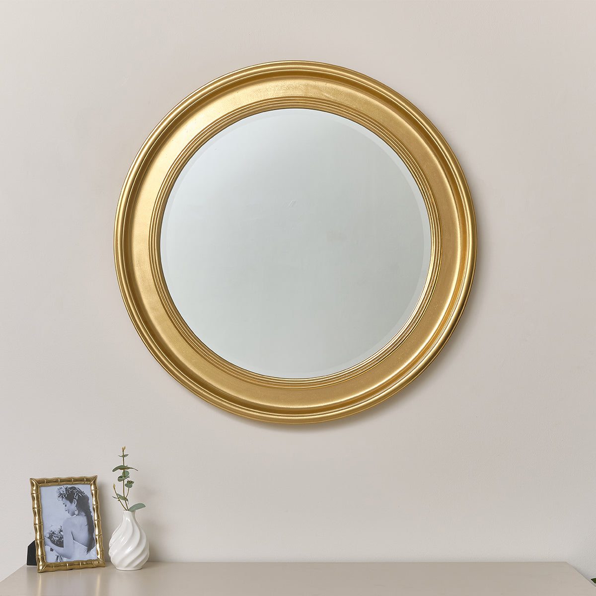 Large Round Gold Vintage Wall Mirror 80cm x 80cm