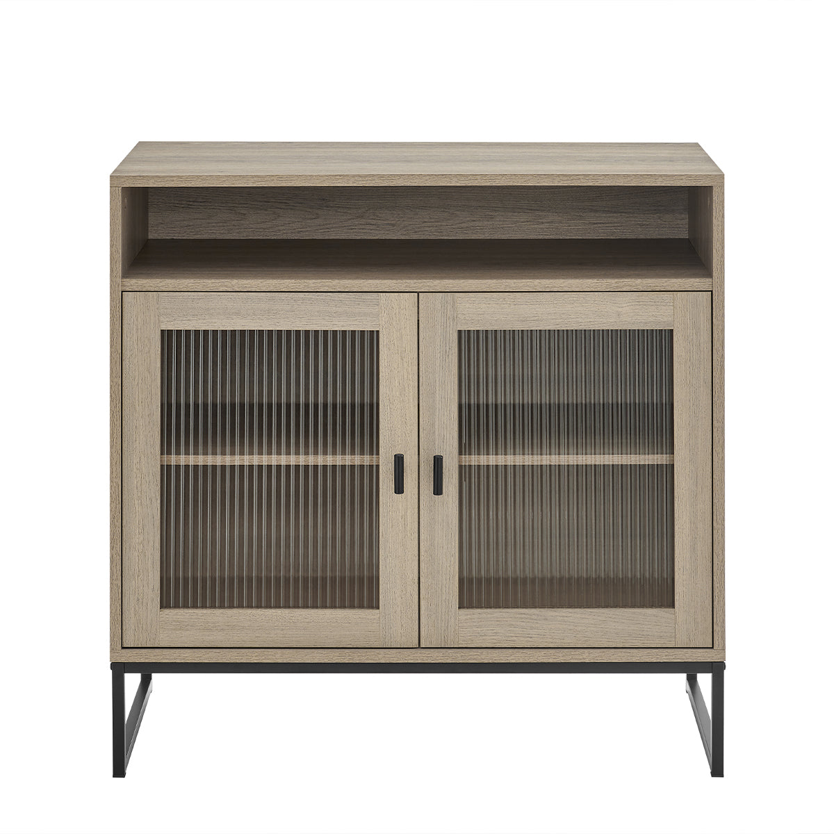 Large Two Door Reeded Glass Sideboard - Hesley Nordic Wood Range