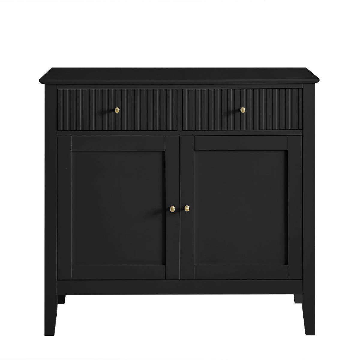 Black Two Door Two Drawer Sideboard - Hales Black Range