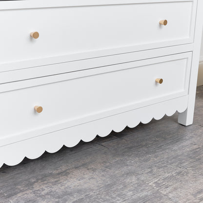 Large Scalloped 3 Drawer Chest of Drawers - Staunton White Range