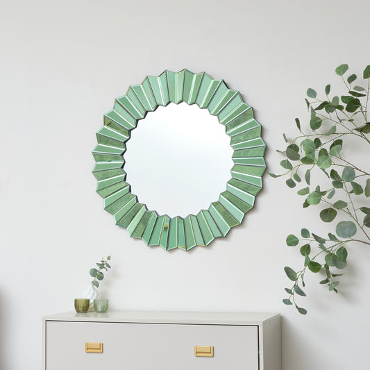  Large Bevelled Green Glass Wall Mirror 80cm x 80cm 