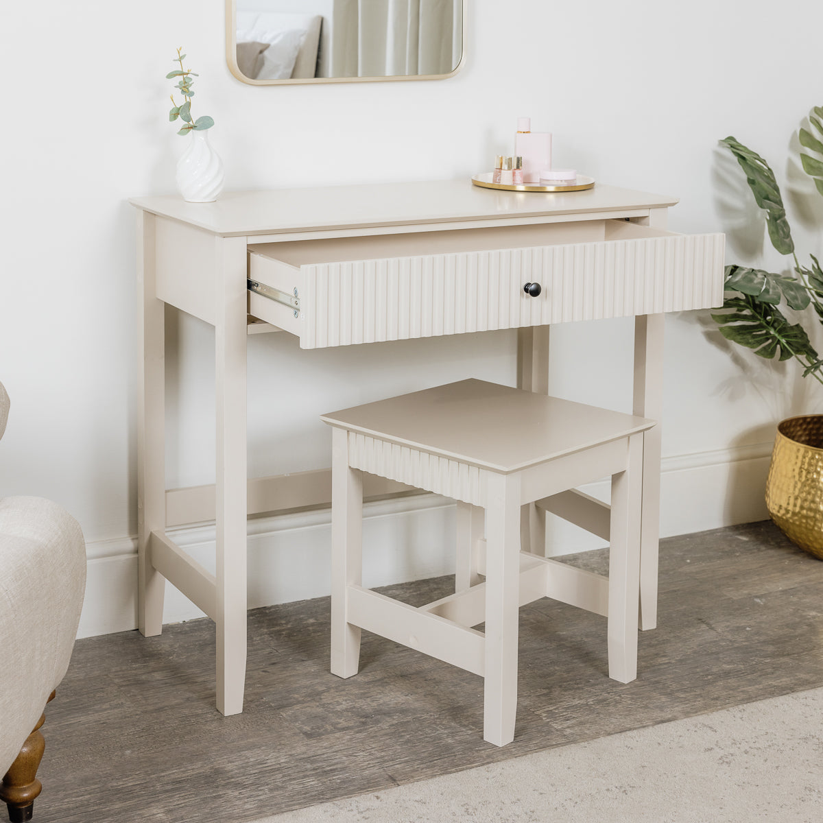 Dressing Table & Stool Set - Hales Taupe Range