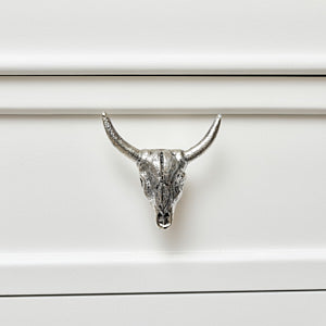  Silver Buffalo Skull Drawer Knob 