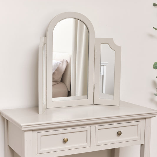  Grey Arched Triple Dressing Table Mirror - Daventry Taupe-Grey Range 