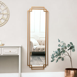  Copper Art Deco Wall Mirror 142cm x 47cm 