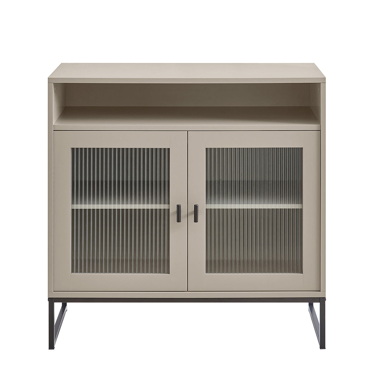 Large Two Door Reeded Glass Sideboard - Hesley Taupe Stone Range