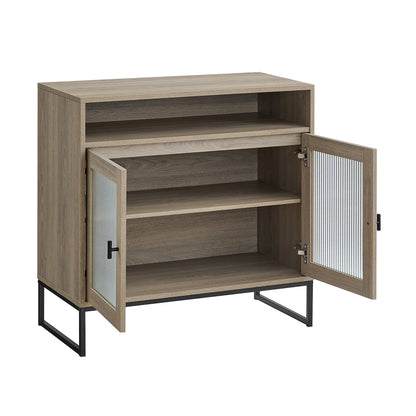 Large Two Door Reeded Glass Sideboard - Hesley Nordic Wood Range