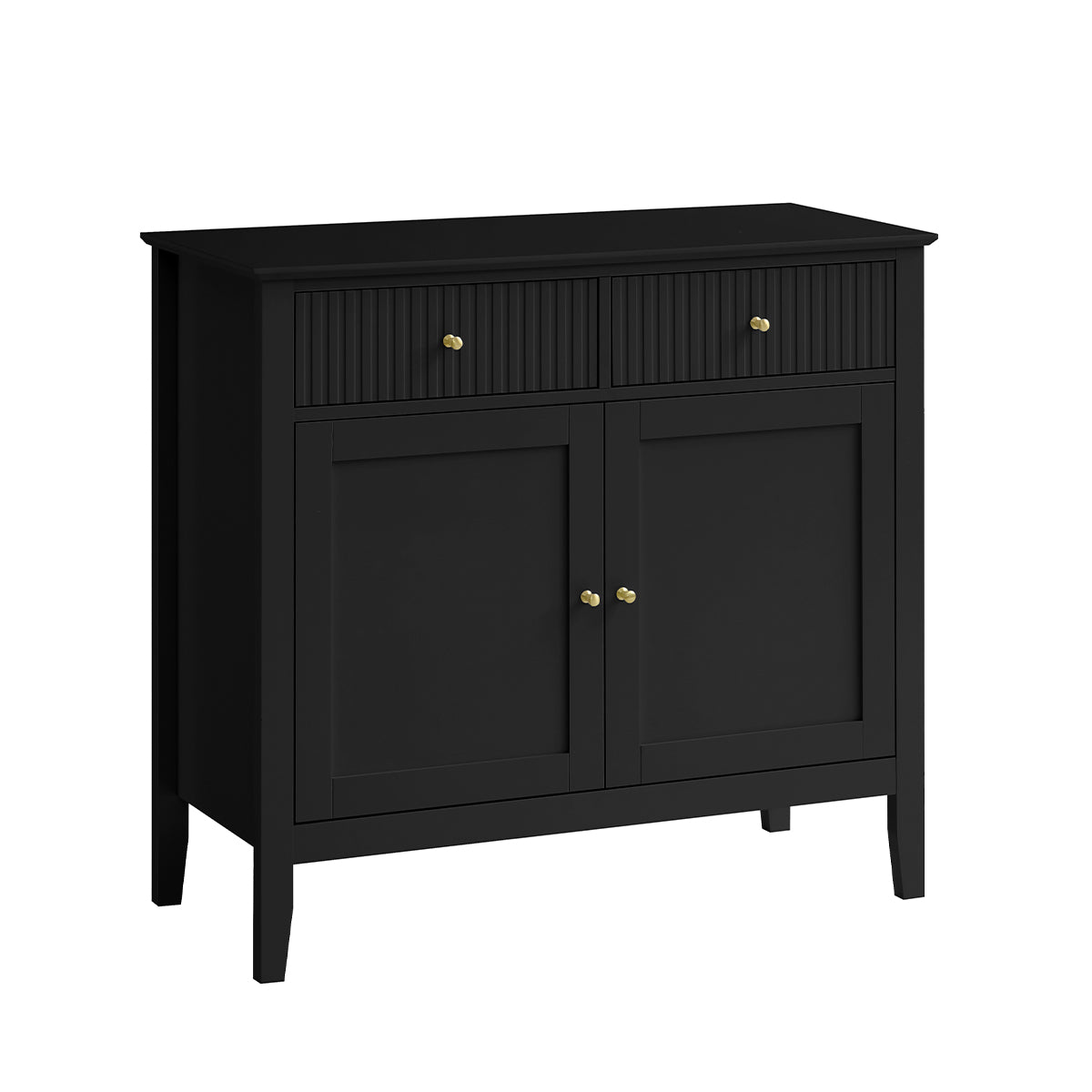 Black Two Door Two Drawer Sideboard - Hales Black Range